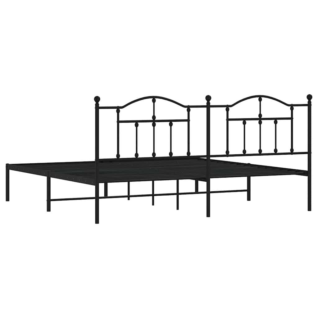 Metal Bed Frame without Mattress with Headboard Black 200x200cm