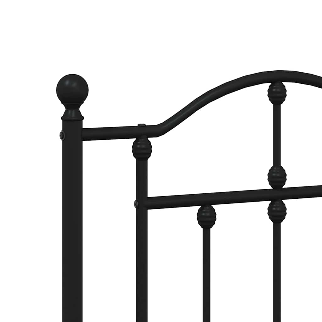 Metal Bed Frame without Mattress with Headboard Black 200x200cm