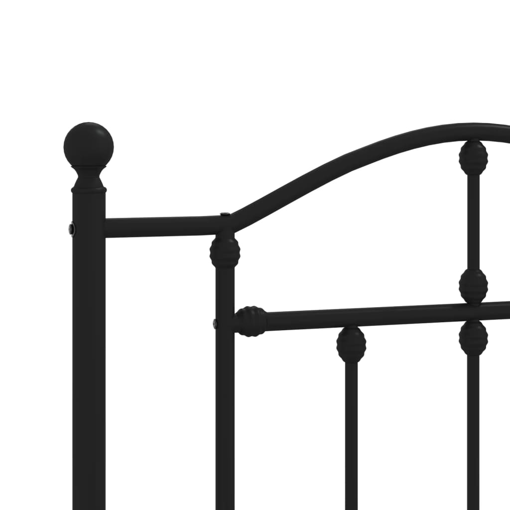 Metal Bed Frame without Mattress with Footboard Black 75x190cm