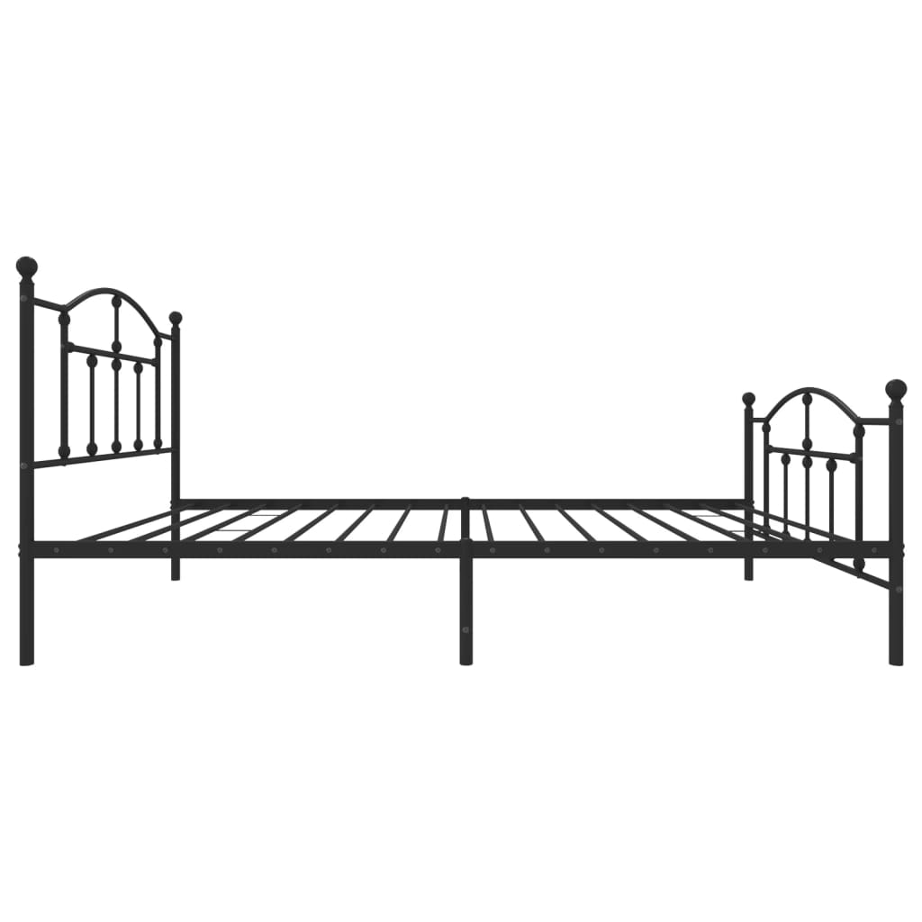 Metal Bed Frame without Mattress with Footboard Black 107x203cm