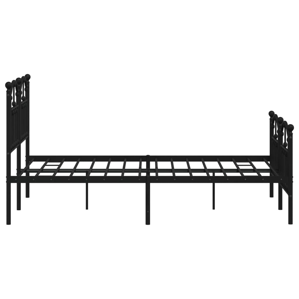 Metal Bed Frame without Mattress with Footboard Black 120x190cm