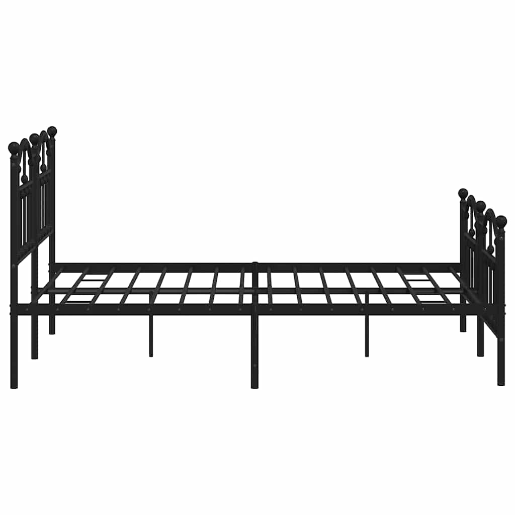 Metal Bed Frame without Mattress with Footboard Black 150x200cm