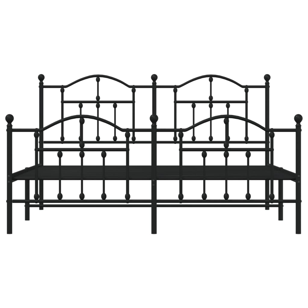 vidaXL Metal Bed Frame without Mattress with Footboard Black 180x200cm