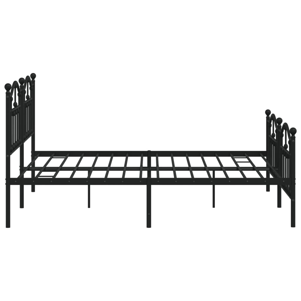 vidaXL Metal Bed Frame without Mattress with Footboard Black 180x200cm