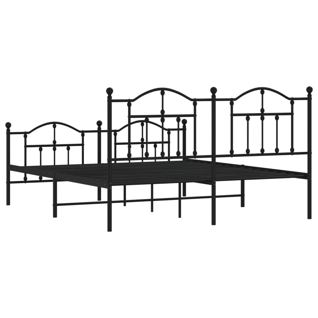 vidaXL Metal Bed Frame without Mattress with Footboard Black 180x200cm