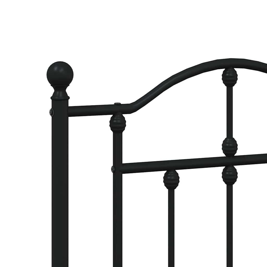 Metal Bed Frame without Mattress with Footboard Black 183x213cm