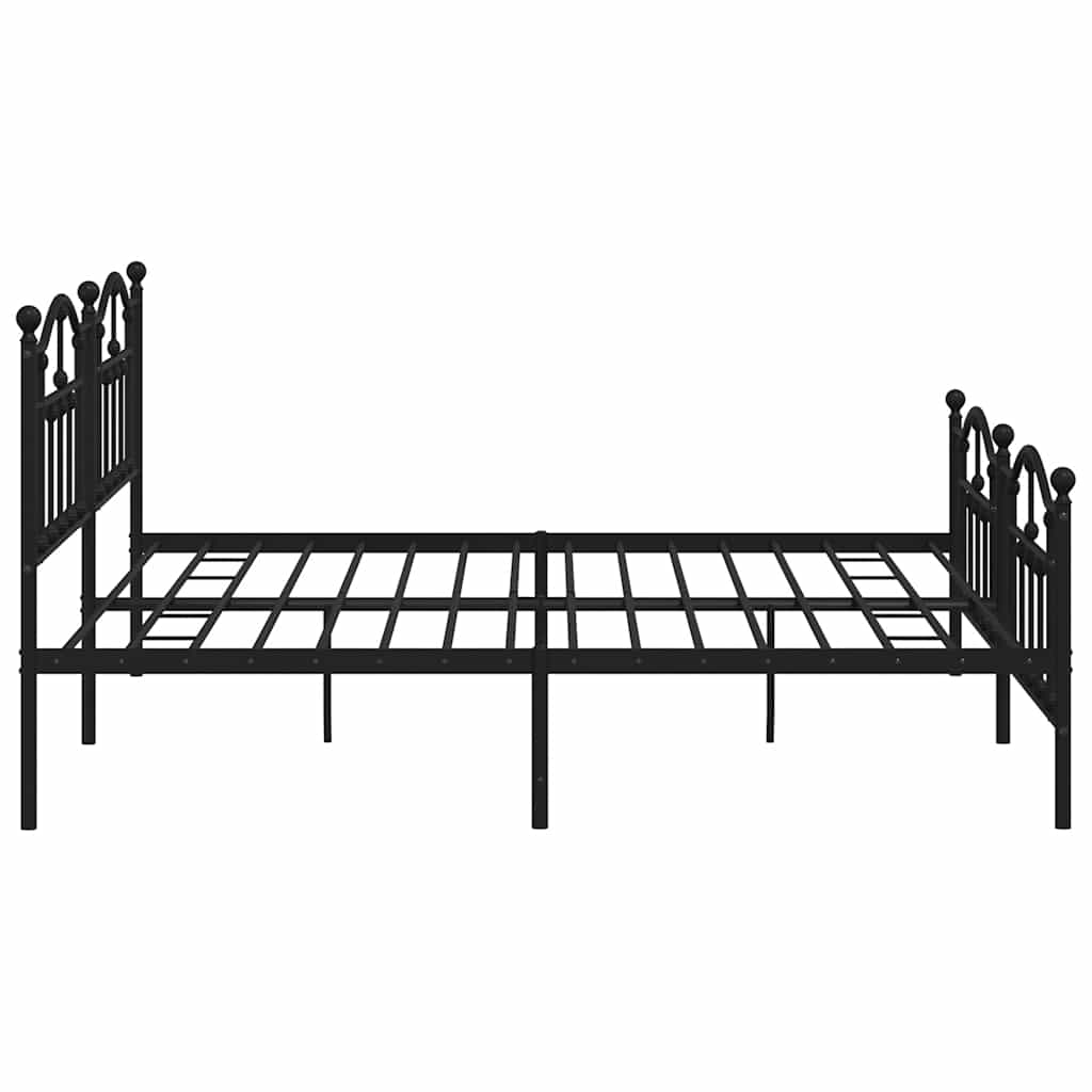 Metal Bed Frame without Mattress with Footboard Black 200x200cm