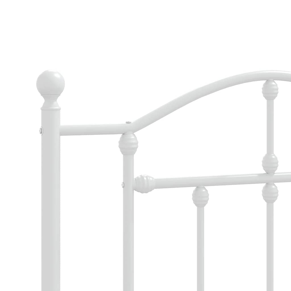 Metal Bed Frame without Mattress with Headboard White 100x200cm