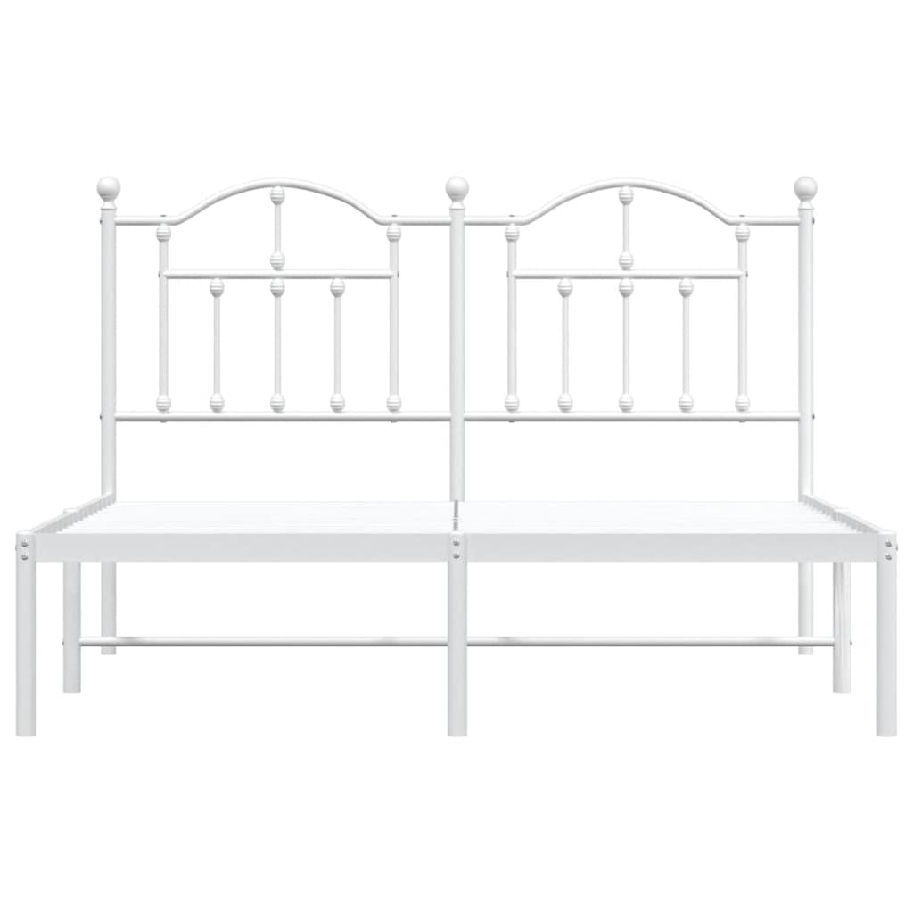 Metal Bed Frame without Mattress with Headboard White 135x190cm
