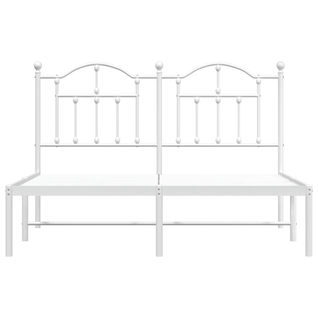 Metal Bed Frame without Mattress with Headboard White 140x200cm