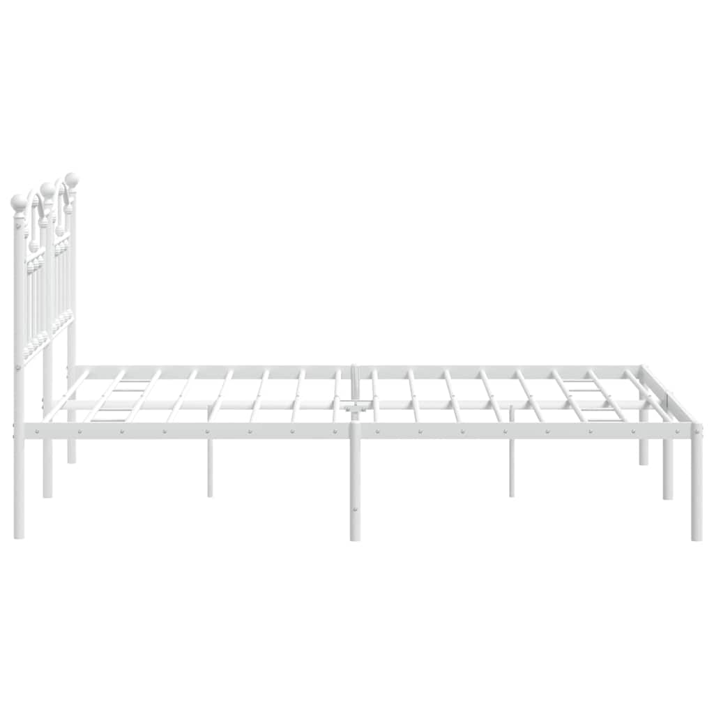 Metal Bed Frame without Mattress with Headboard White 150x200cm