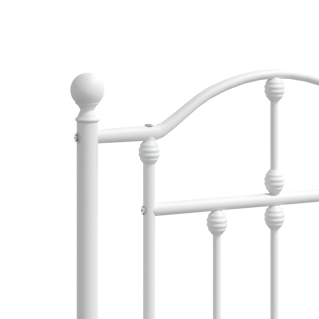 Metal Bed Frame without Mattress with Headboard White 150x200cm