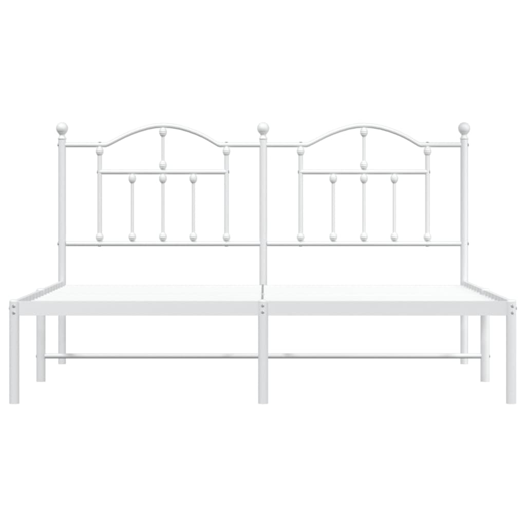 vidaXL Metal Bed Frame without Mattress with Headboard White 160x200cm