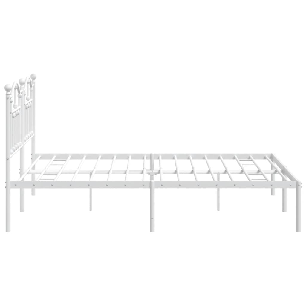 vidaXL Metal Bed Frame without Mattress with Headboard White 160x200cm