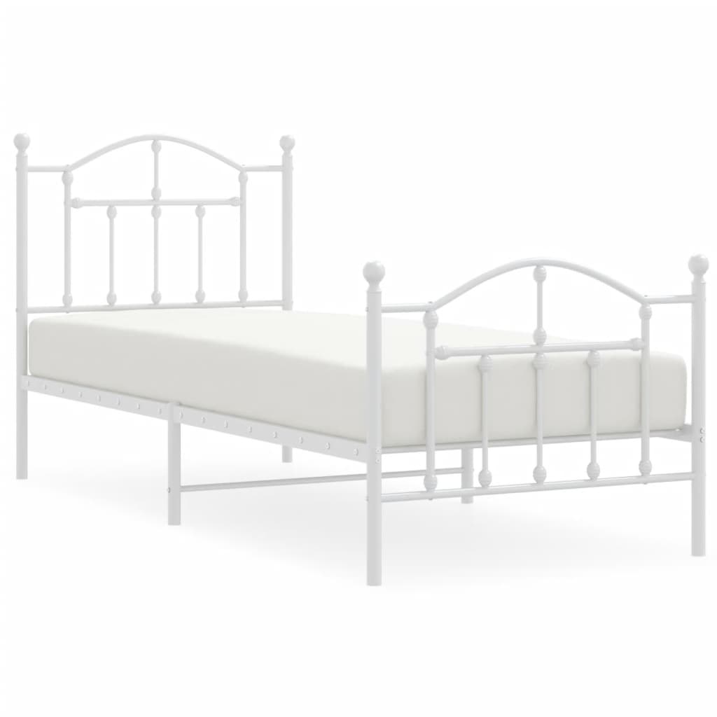 vidaXL Metal Bed Frame without Mattress with Footboard White 80x200cm