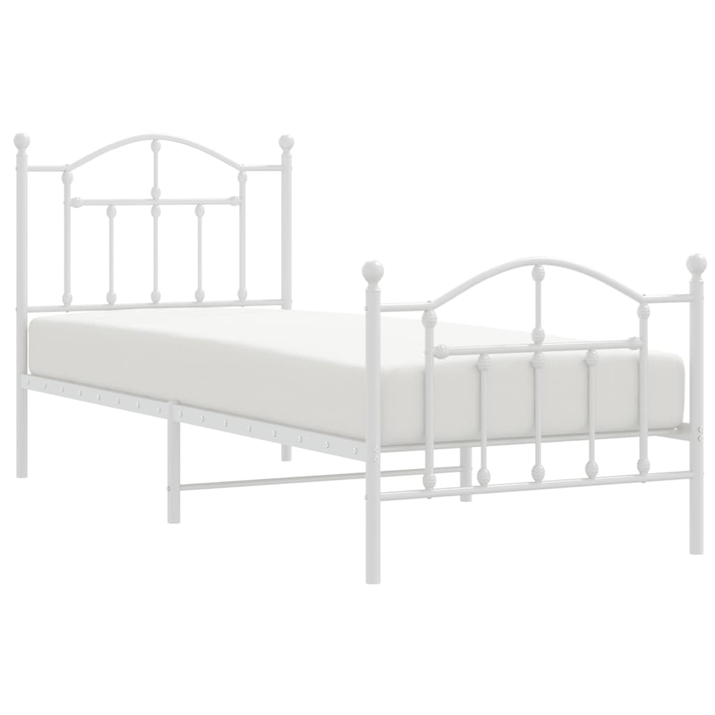 vidaXL Metal Bed Frame without Mattress with Footboard White 80x200cm