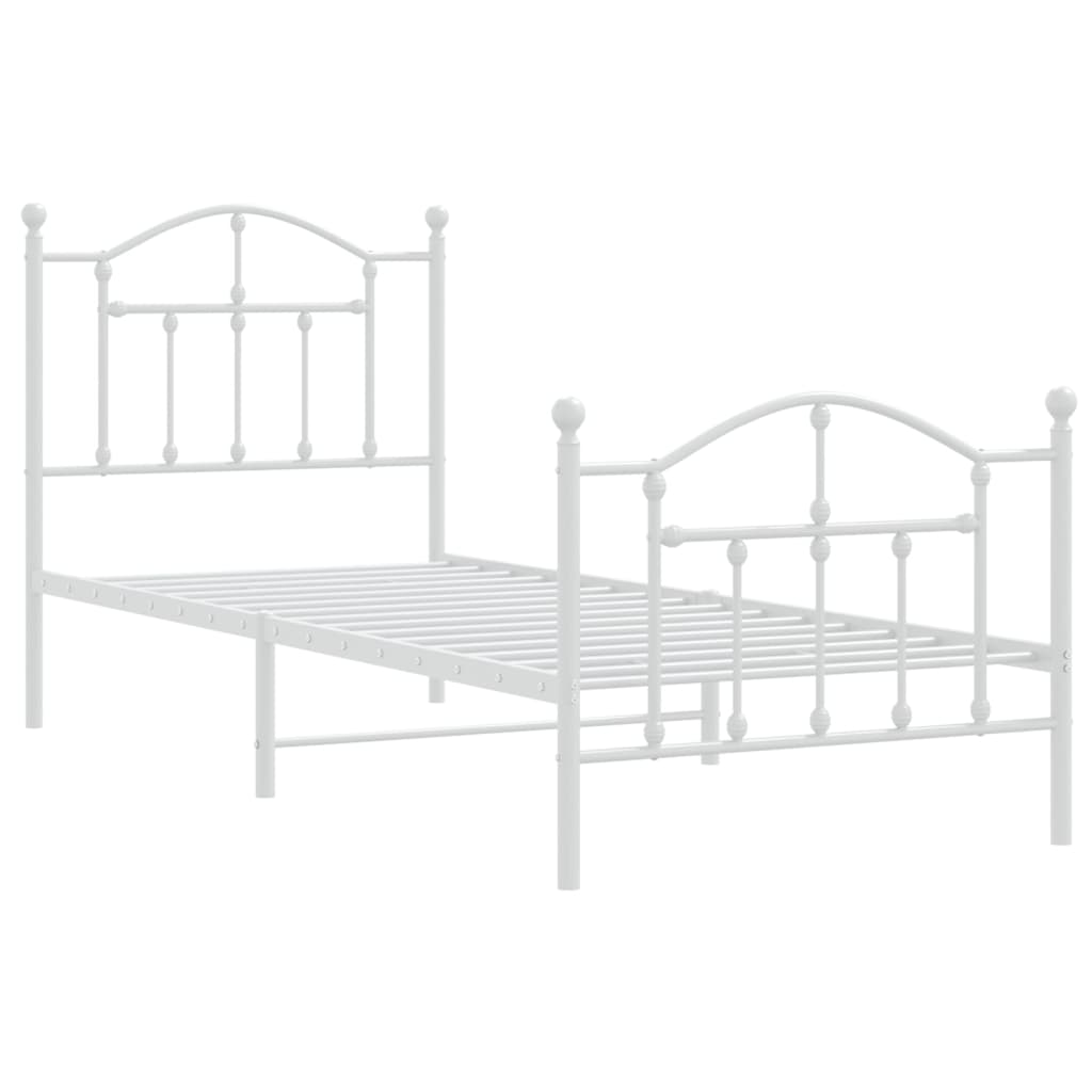 vidaXL Metal Bed Frame without Mattress with Footboard White 80x200cm