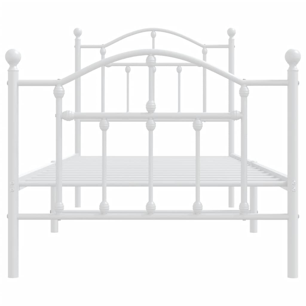 vidaXL Metal Bed Frame without Mattress with Footboard White 80x200cm