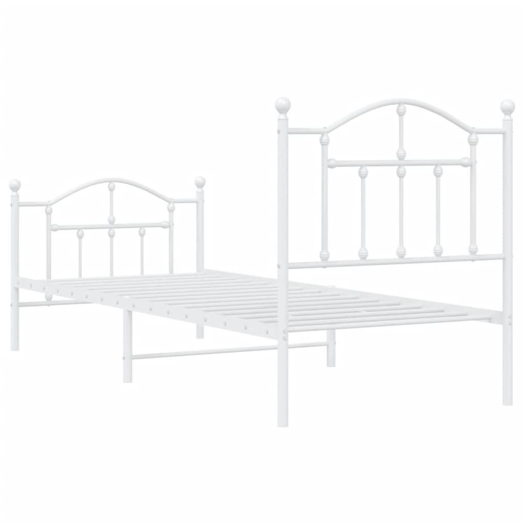 vidaXL Metal Bed Frame without Mattress with Footboard White 80x200cm