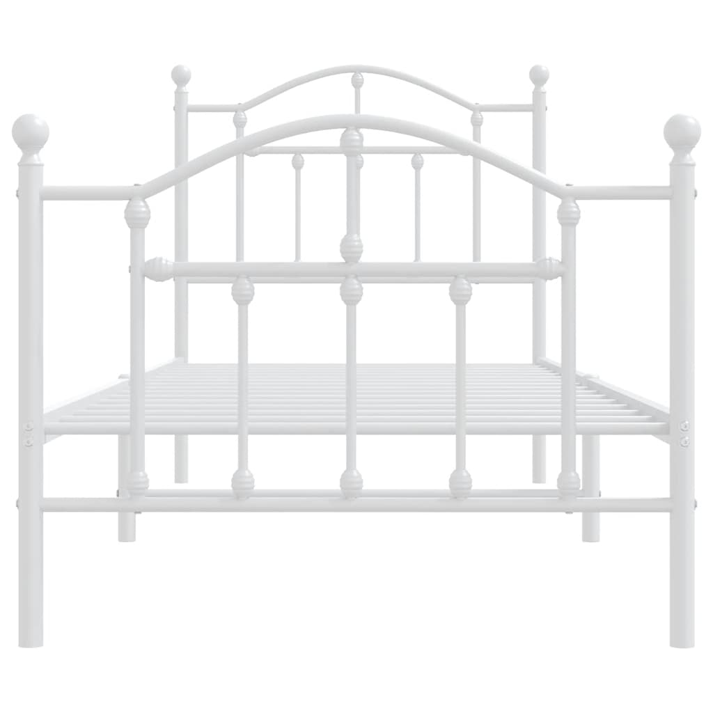 Metal Bed Frame without Mattress with Footboard White 90x190cm
