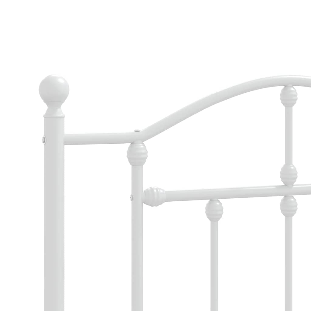 Metal Bed Frame without Mattress with Footboard White 90x190cm