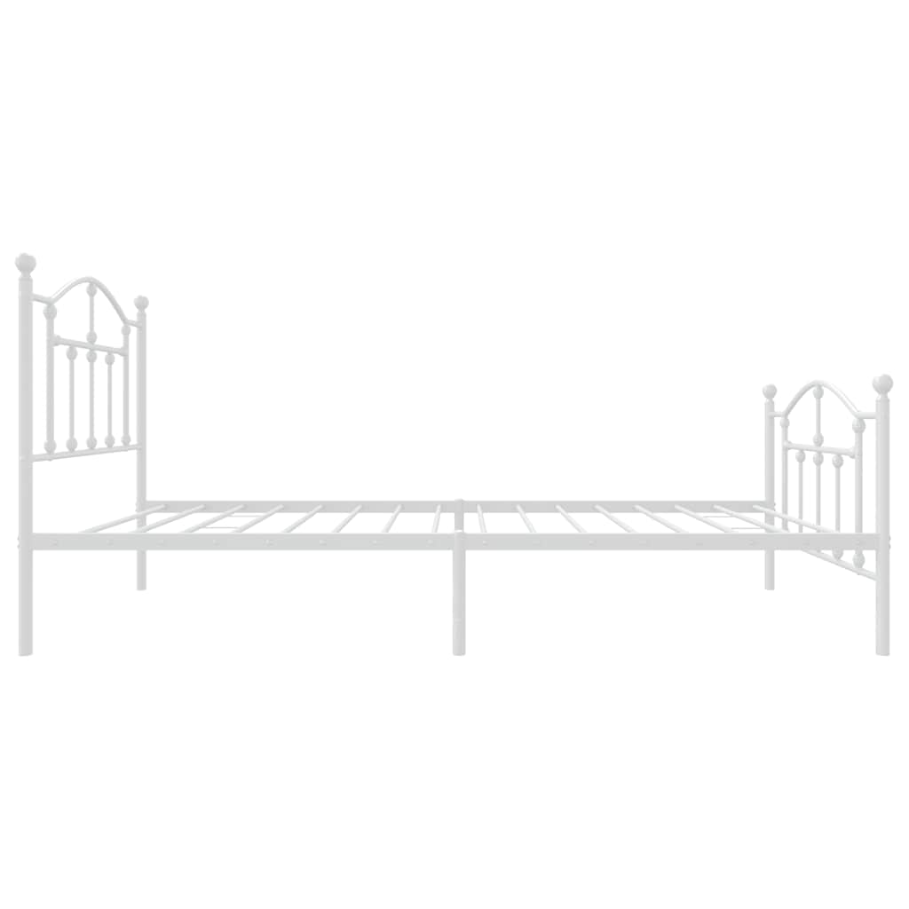 Metal Bed Frame without Mattress with Footboard White 90x200cm