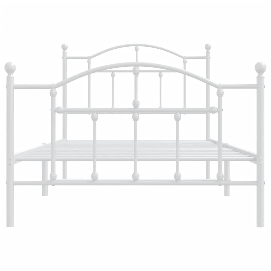 vidaXL Metal Bed Frame without Mattress with Footboard White 100x190cm