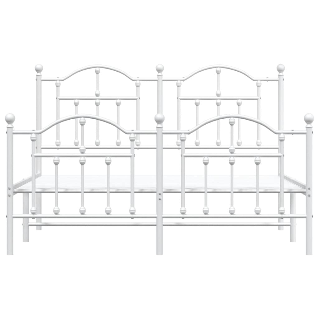 Metal Bed Frame without Mattress with Footboard White 140x200cm