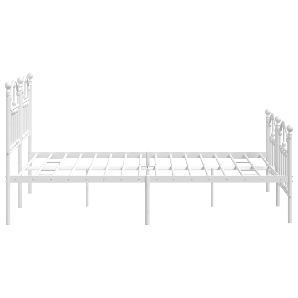 Metal Bed Frame without Mattress with Footboard White 150x200cm