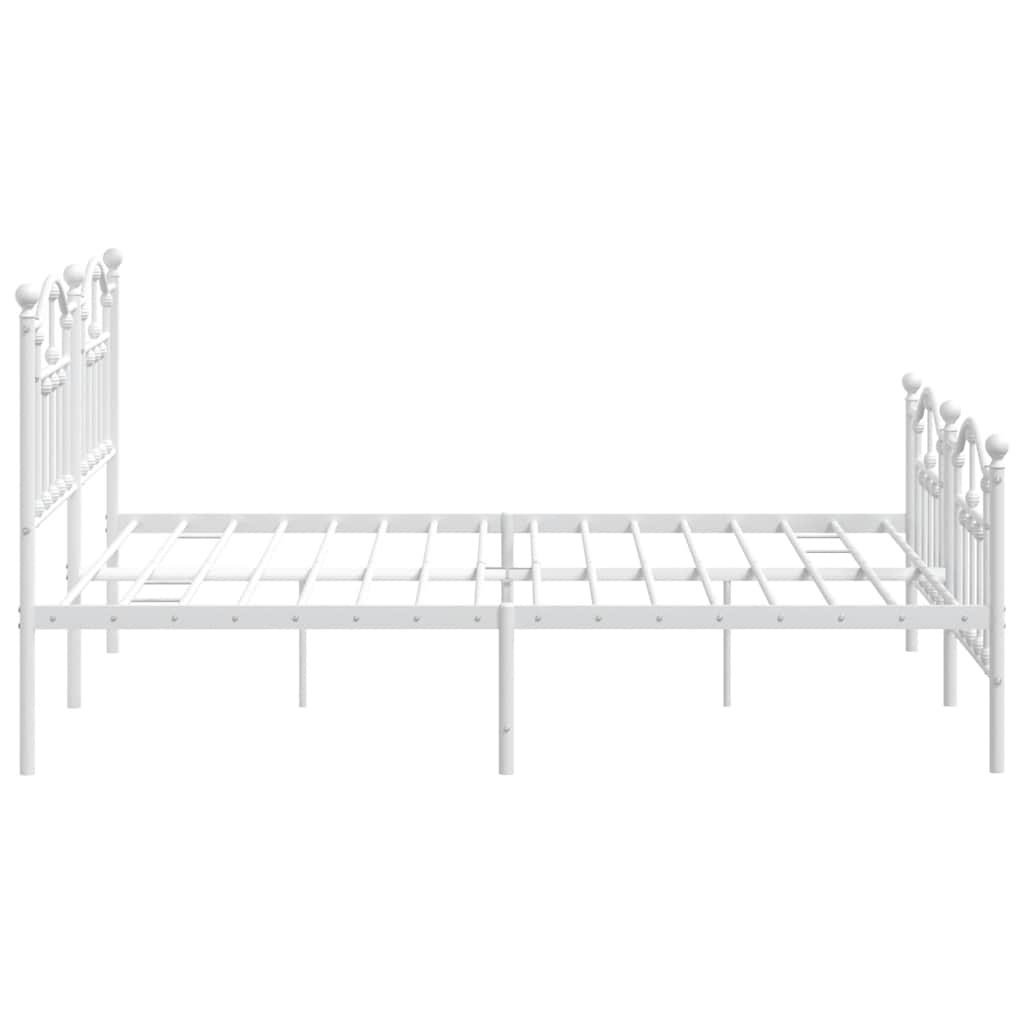 Metal Bed Frame without Mattress with Footboard White 183x213cm