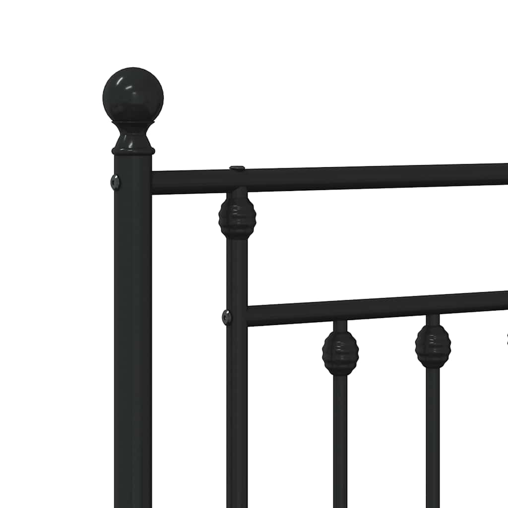 Metal Bed Frame without Mattress with Headboard Black 140x190cm