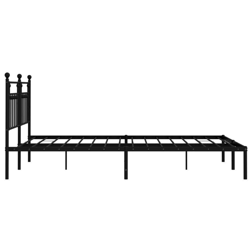 Metal Bed Frame without Mattress with Headboard Black 160x200cm