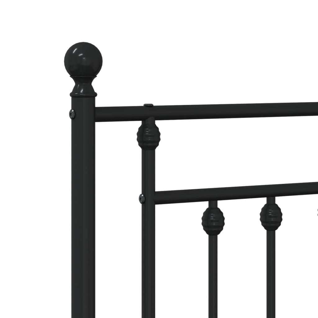 Metal Bed Frame without Mattress with Headboard Black 160x200cm