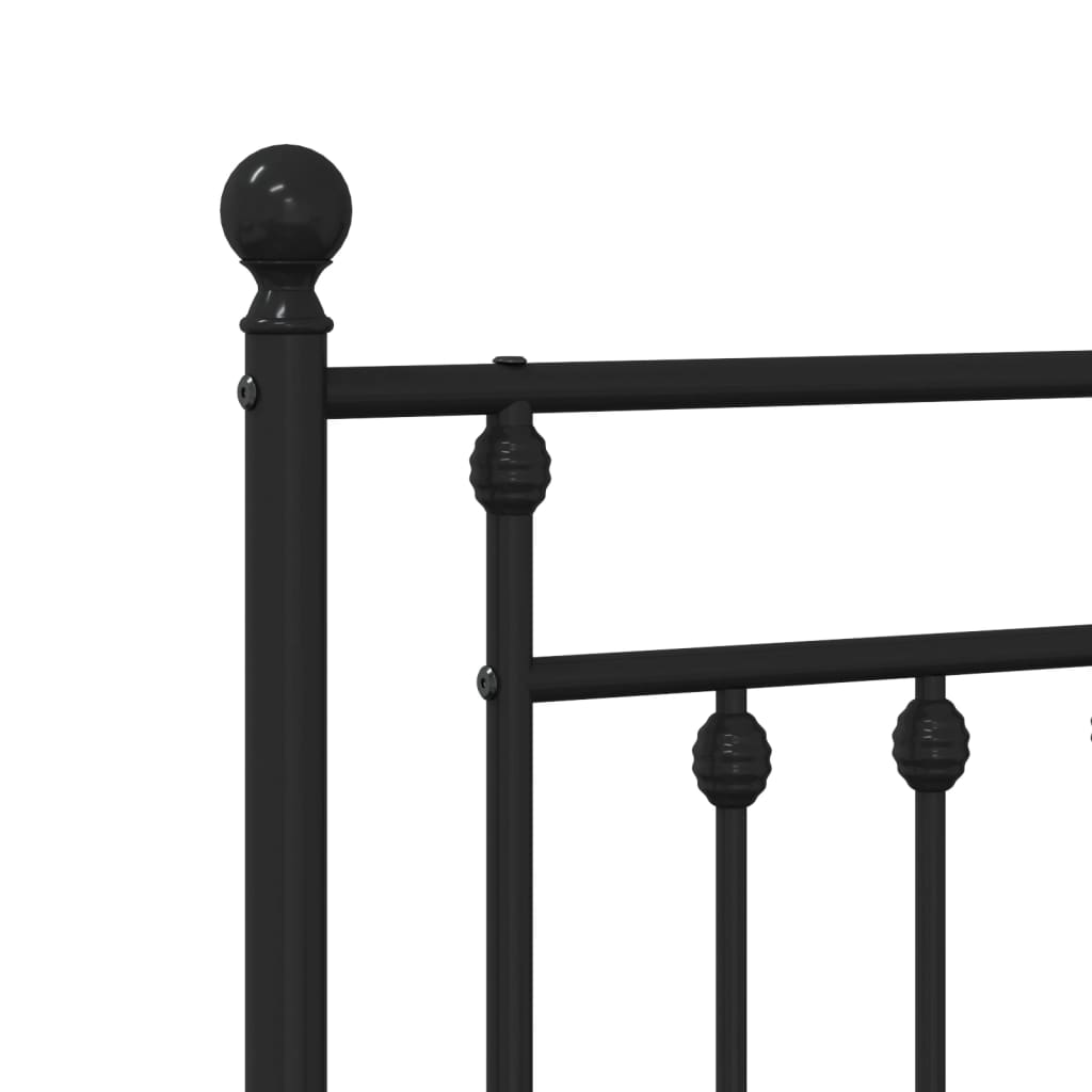 Metal Bed Frame without Mattress with Footboard Black 75x190cm
