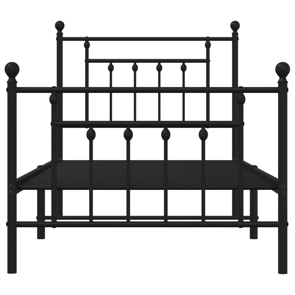 vidaXL Metal Bed Frame without Mattress with Footboard Black 90x200cm