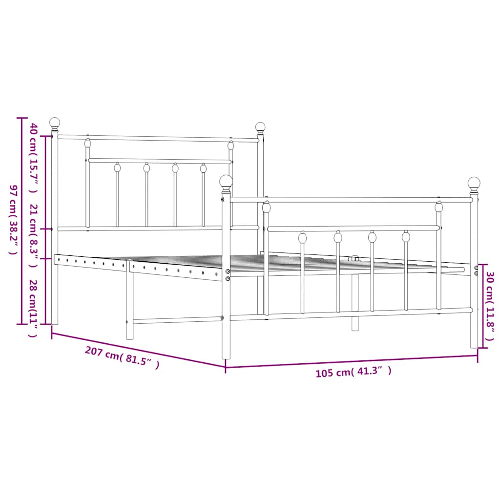 Bed Frame | Black | Steel | Single | Industrial | Bed Frame | Rectangular