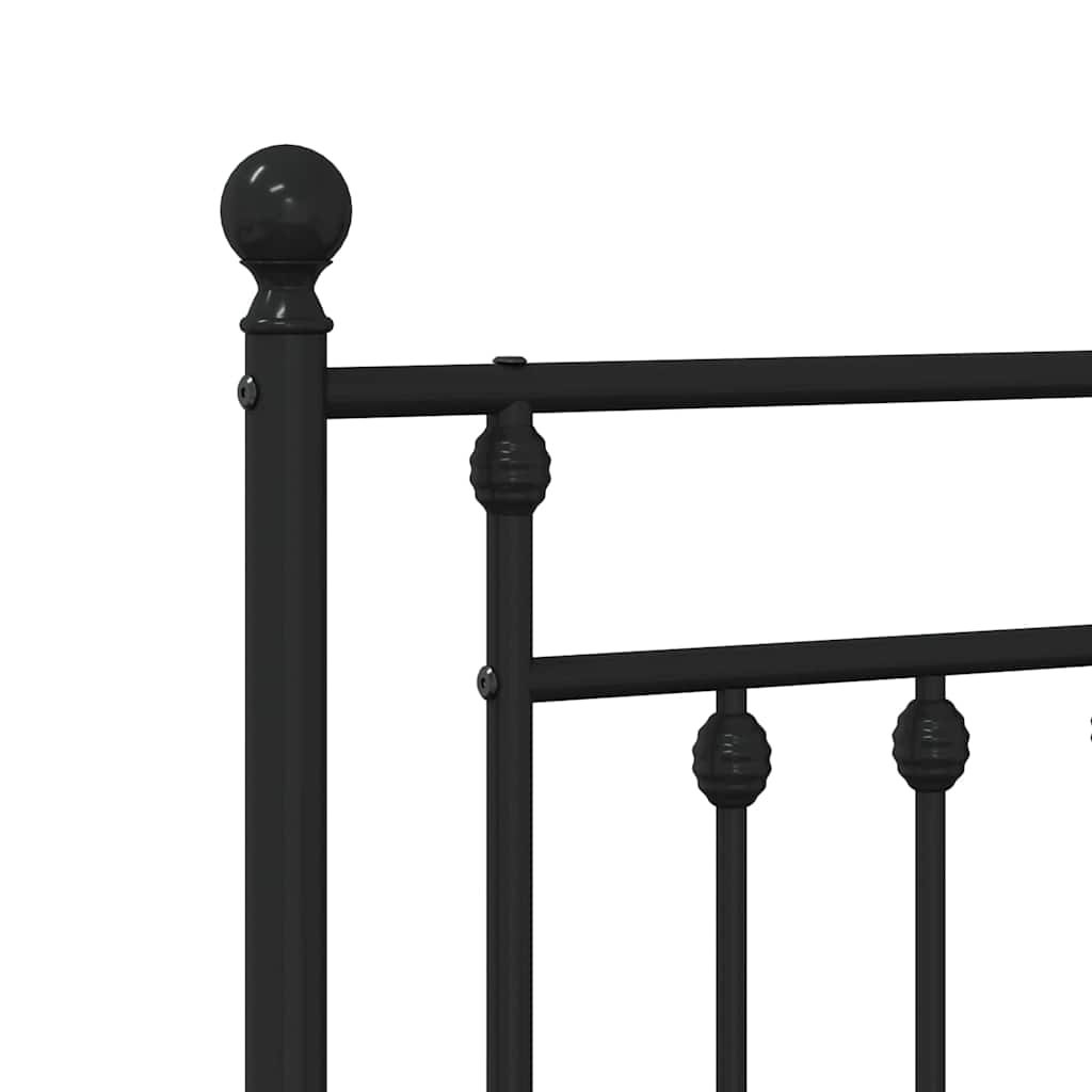Metal Bed Frame without Mattress with Footboard Black 120x200cm