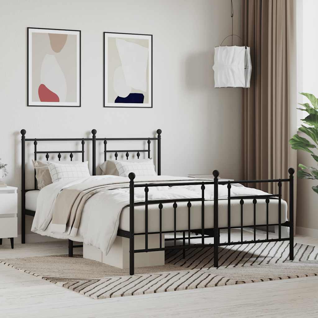 Bed Frame | Black | Steel | Double | Bed Frame | Rectangular | Industrial