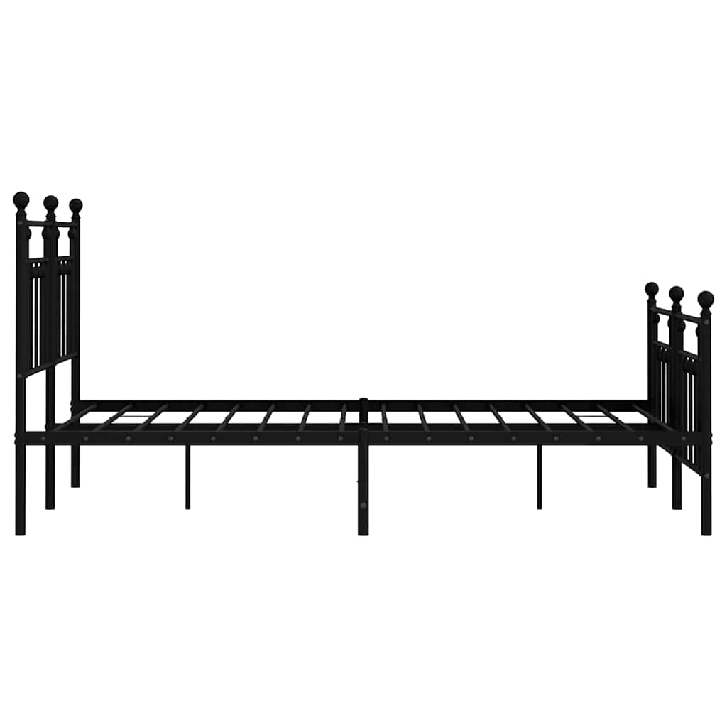 Metal Bed Frame without Mattress with Footboard Black 150x200cm