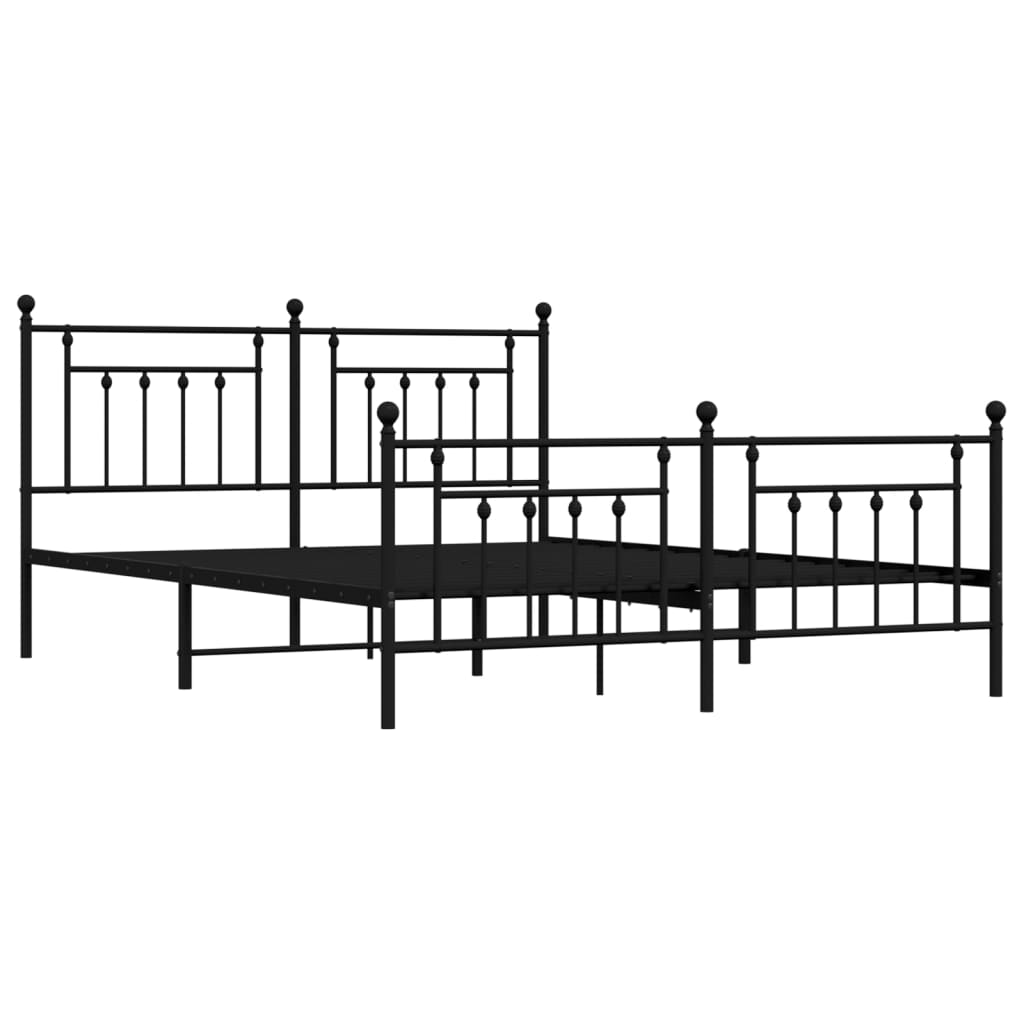 vidaXL Metal Bed Frame without Mattress with Footboard Black 160x200cm