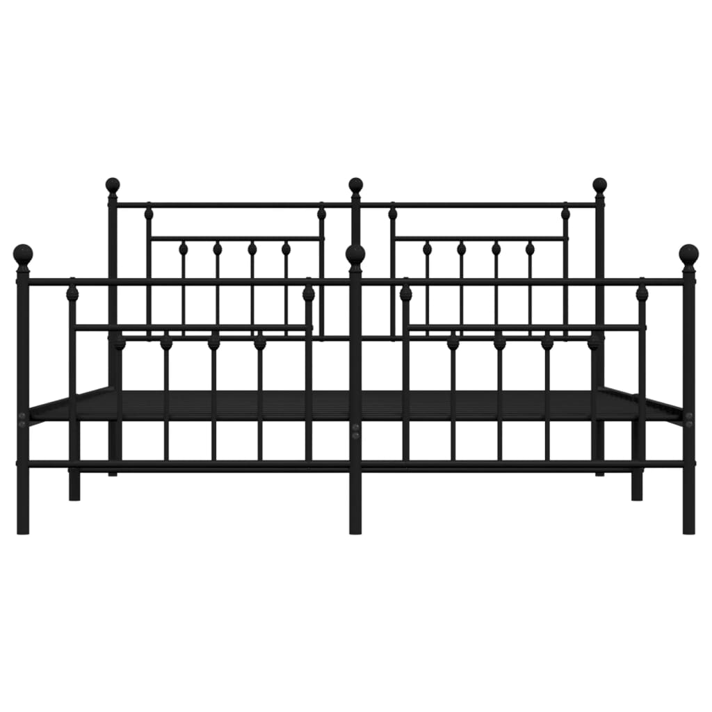 vidaXL Metal Bed Frame without Mattress with Footboard Black 160x200cm