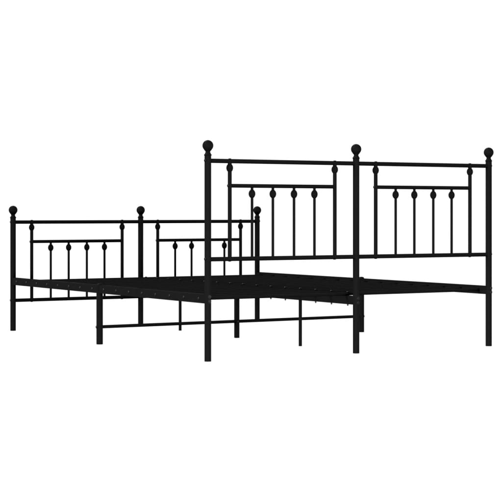 vidaXL Metal Bed Frame without Mattress with Footboard Black 160x200cm