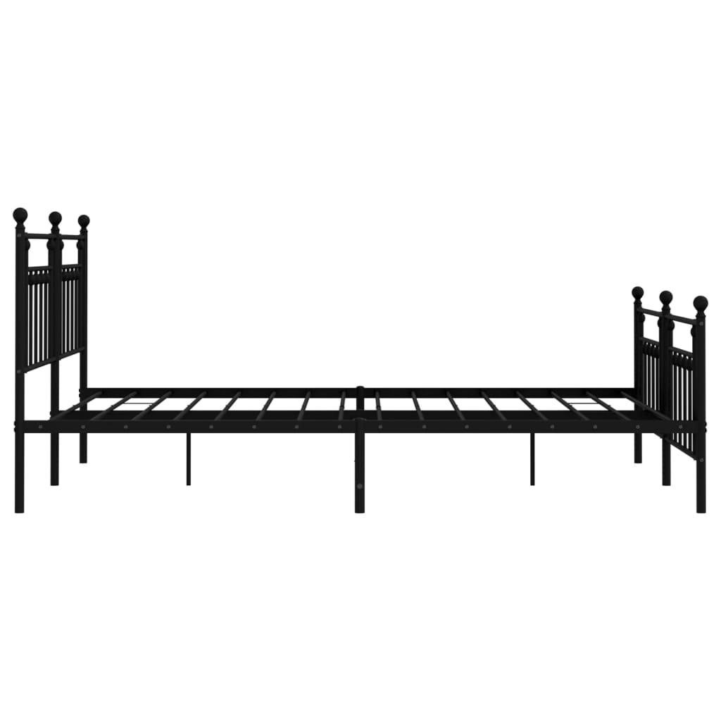 Metal Bed Frame without Mattress with Footboard Black 180x200cm