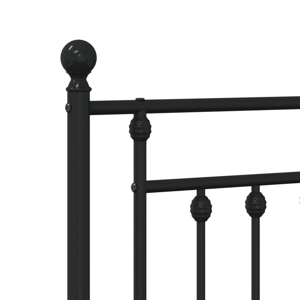 Metal Bed Frame without Mattress with Footboard Black 180x200cm