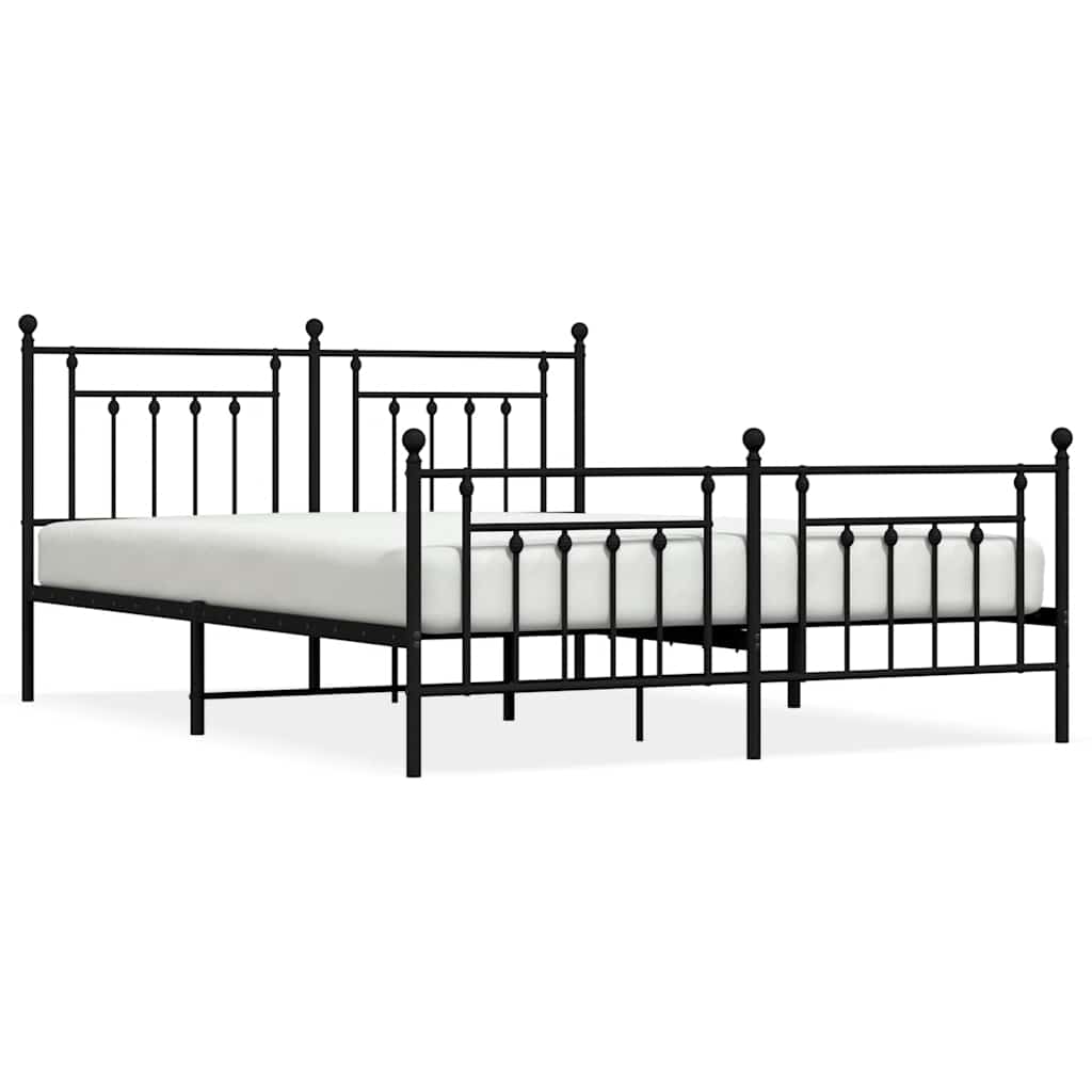 Bed Frame | Black | Powder-Coated Steel | 183x213 cm | Bed Frame