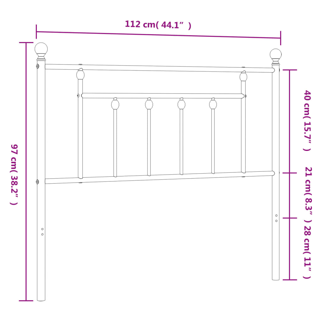 Metal Replace Headboard Black 107 cm