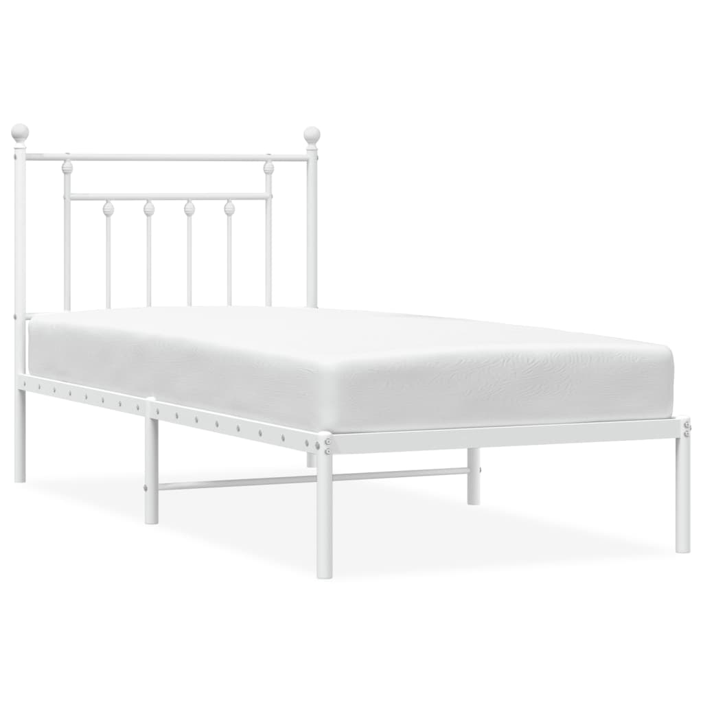 vidaXL Metal Bed Frame without Mattress with Headboard White 90x190cm