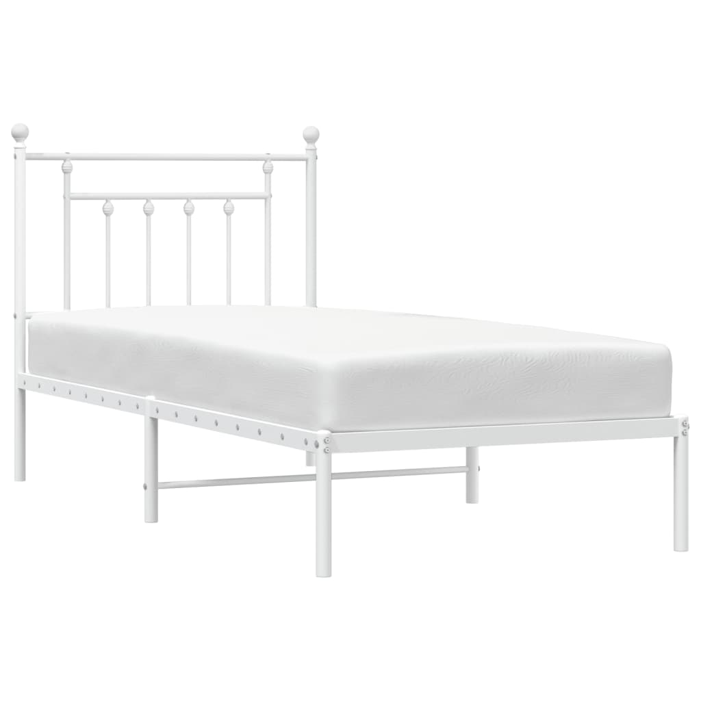 vidaXL Metal Bed Frame without Mattress with Headboard White 90x190cm