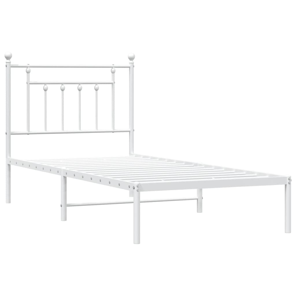 vidaXL Metal Bed Frame without Mattress with Headboard White 90x190cm