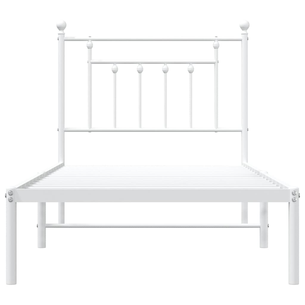 vidaXL Metal Bed Frame without Mattress with Headboard White 90x190cm